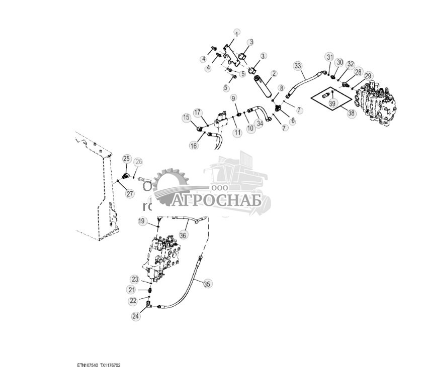 Трубопровод однорычажного управления погрузчиком, ручное - ST816013 496.jpg